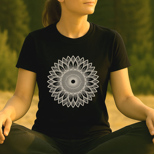 Sunflower Mandala – Geometric Mindful Tee