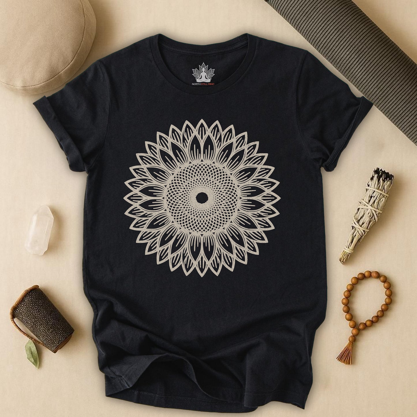 Sunflower Mandala – Geometric Mindful Tee