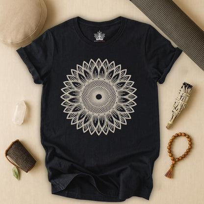 Sunflower Mandala – Geometric Mindful Tee
