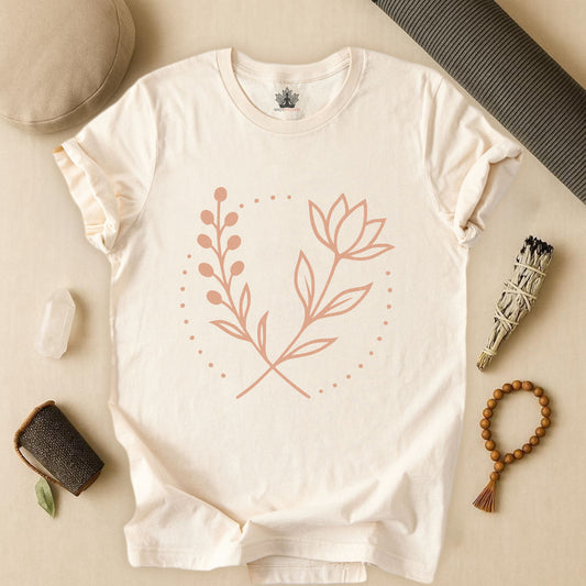 Bloom in Balance – Minimalist Yoga Tee