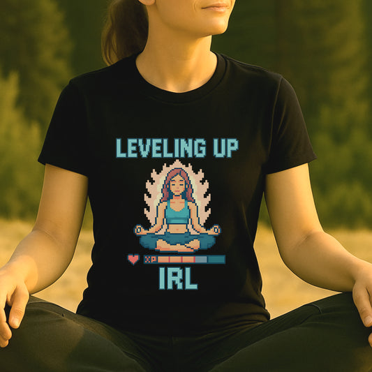 Leveling Up IRL – Pixel Yoga Tee