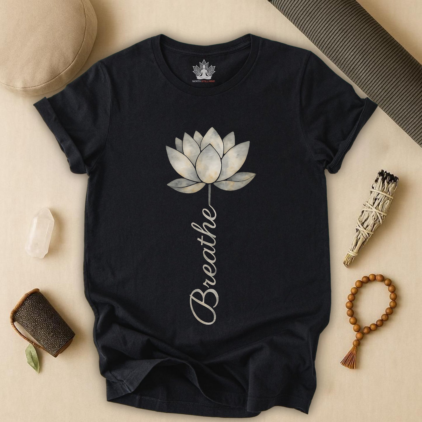 Breathe - White Lotus Bloom Tee