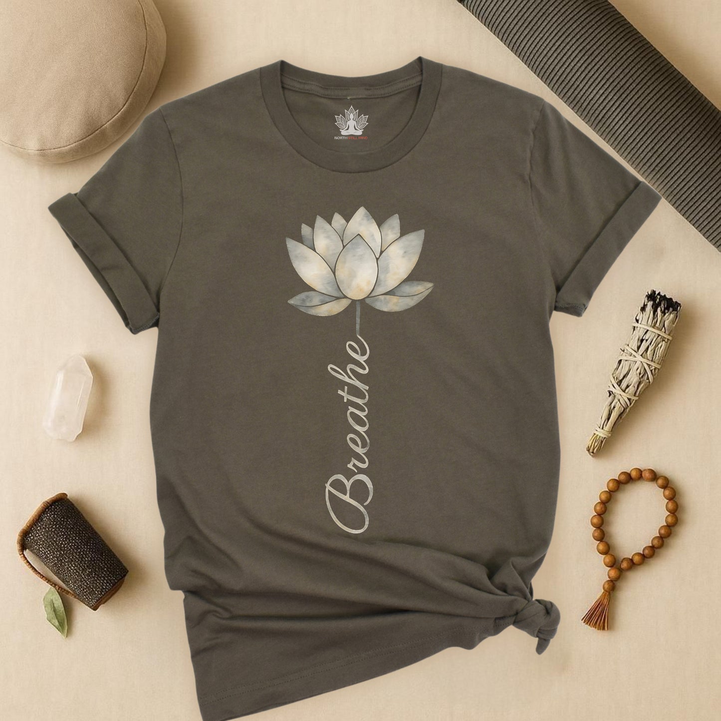 Breathe - White Lotus Bloom Tee