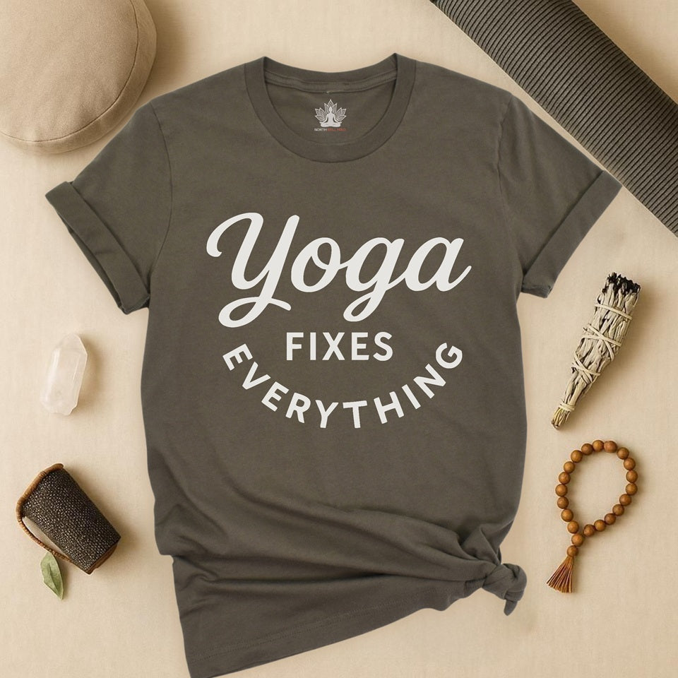 Yoga Fixes Everything – Minimalist Yoga Graphic Tee