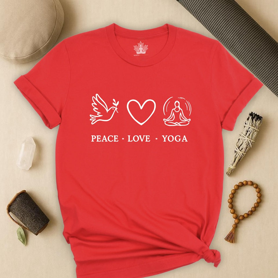 Peace Love Yoga – Boho Minimalist Mindful Tee