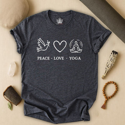 Peace Love Yoga – Boho Minimalist Mindful Tee