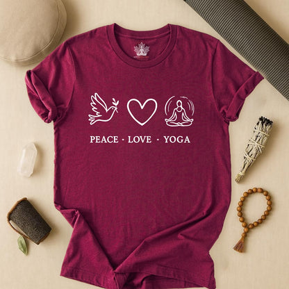 Peace Love Yoga – Boho Minimalist Mindful Tee