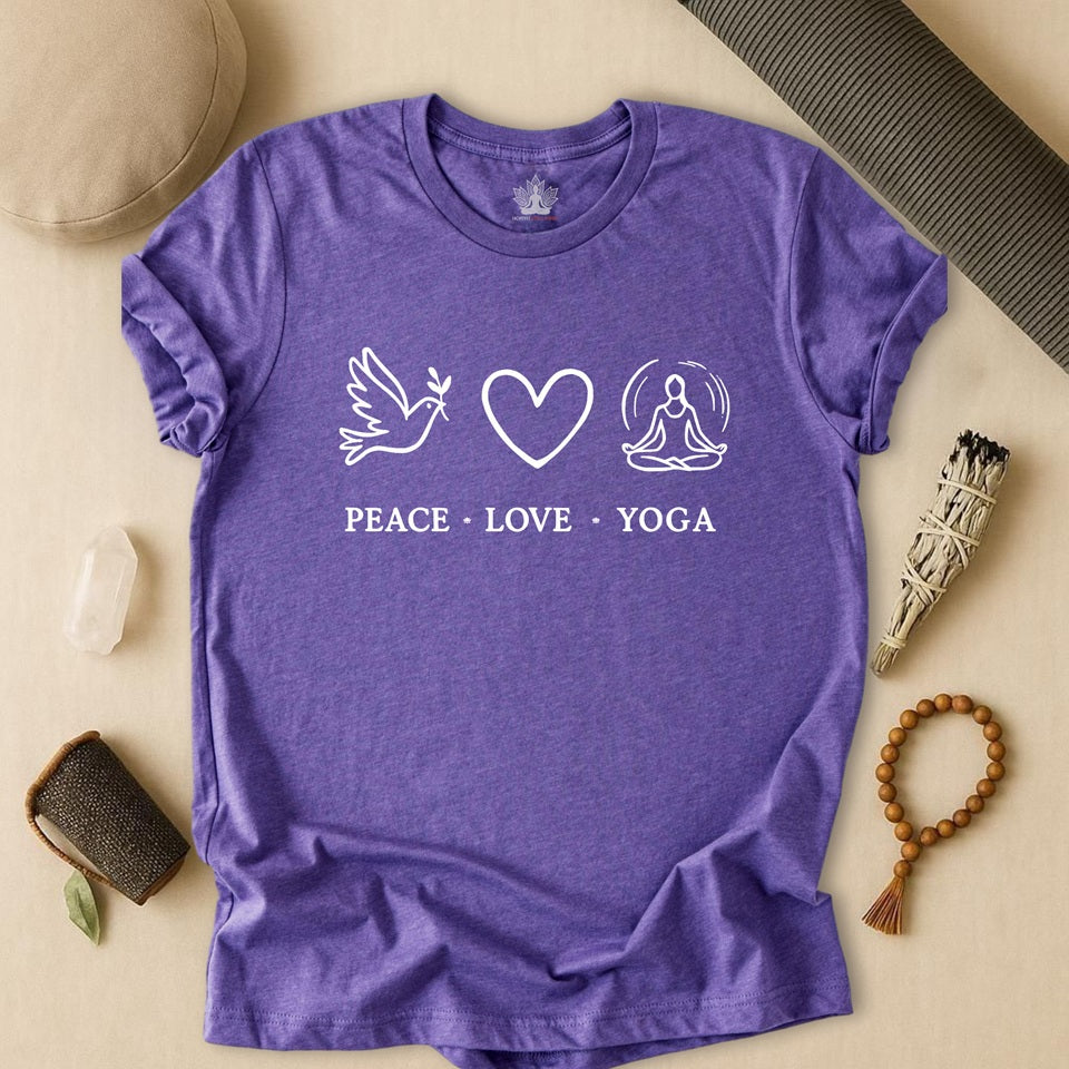 Peace Love Yoga – Boho Minimalist Mindful Tee