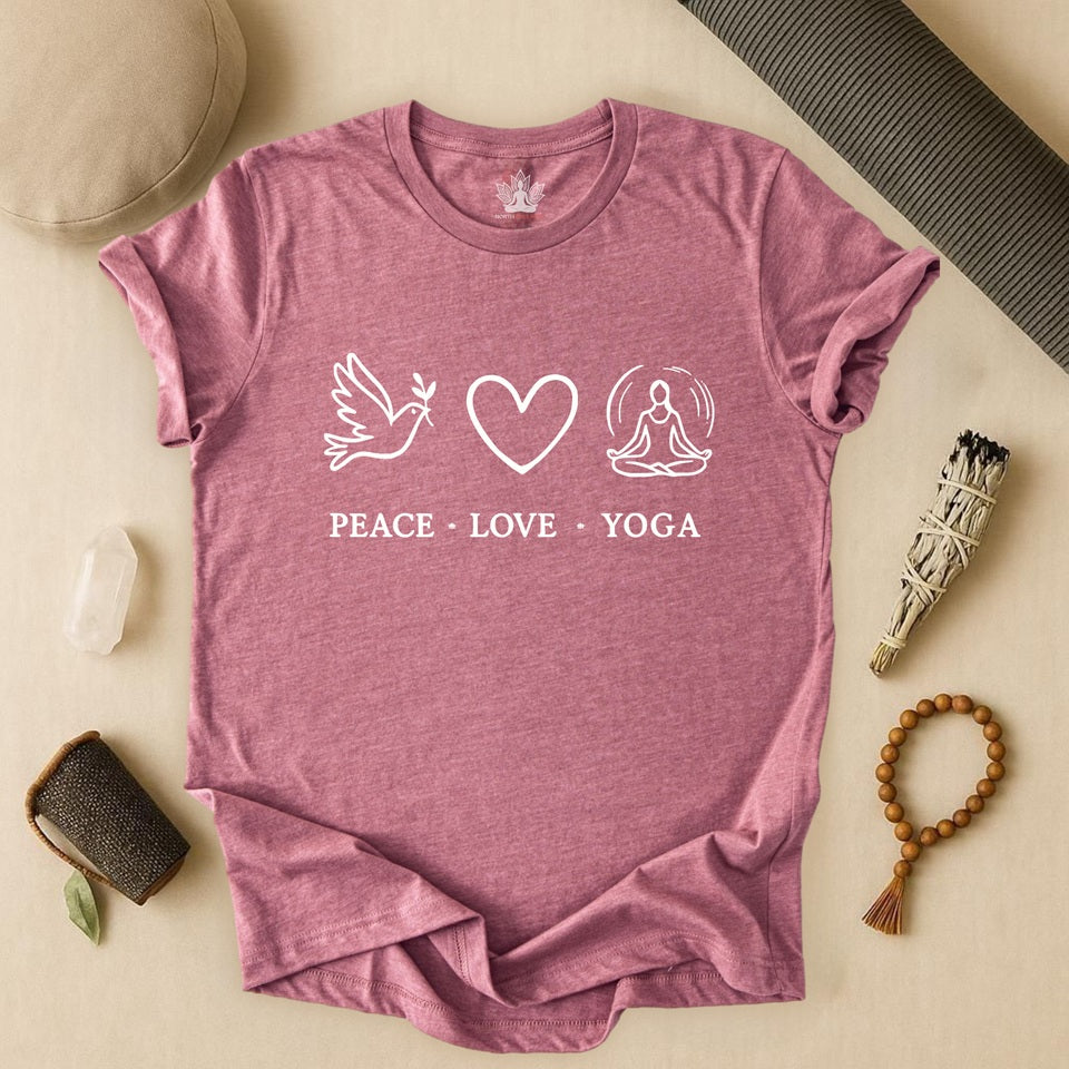 Peace Love Yoga – Boho Minimalist Mindful Tee