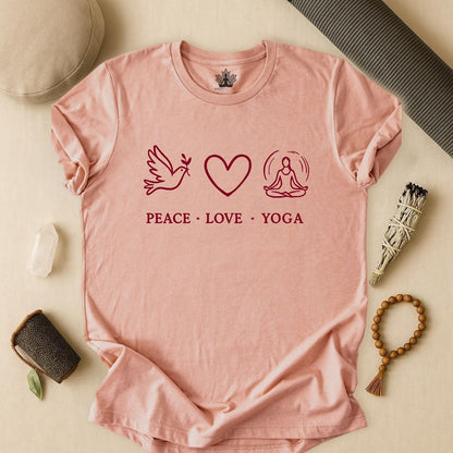Peace Love Yoga – Boho Minimalist Mindful Tee