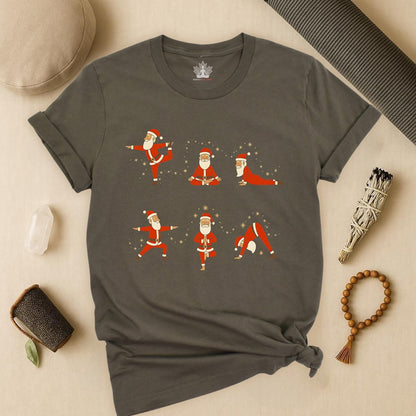 Santa Yoga Poses - Mindful Christmas Holiday Tee