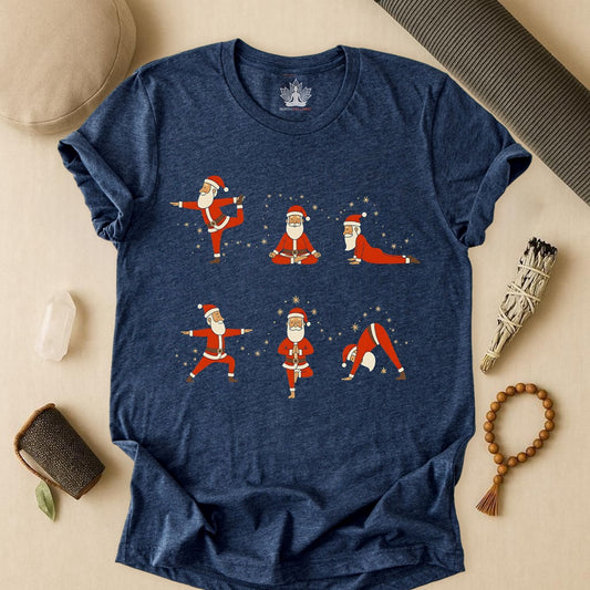 Santa Yoga Poses - Mindful Christmas Holiday Tee