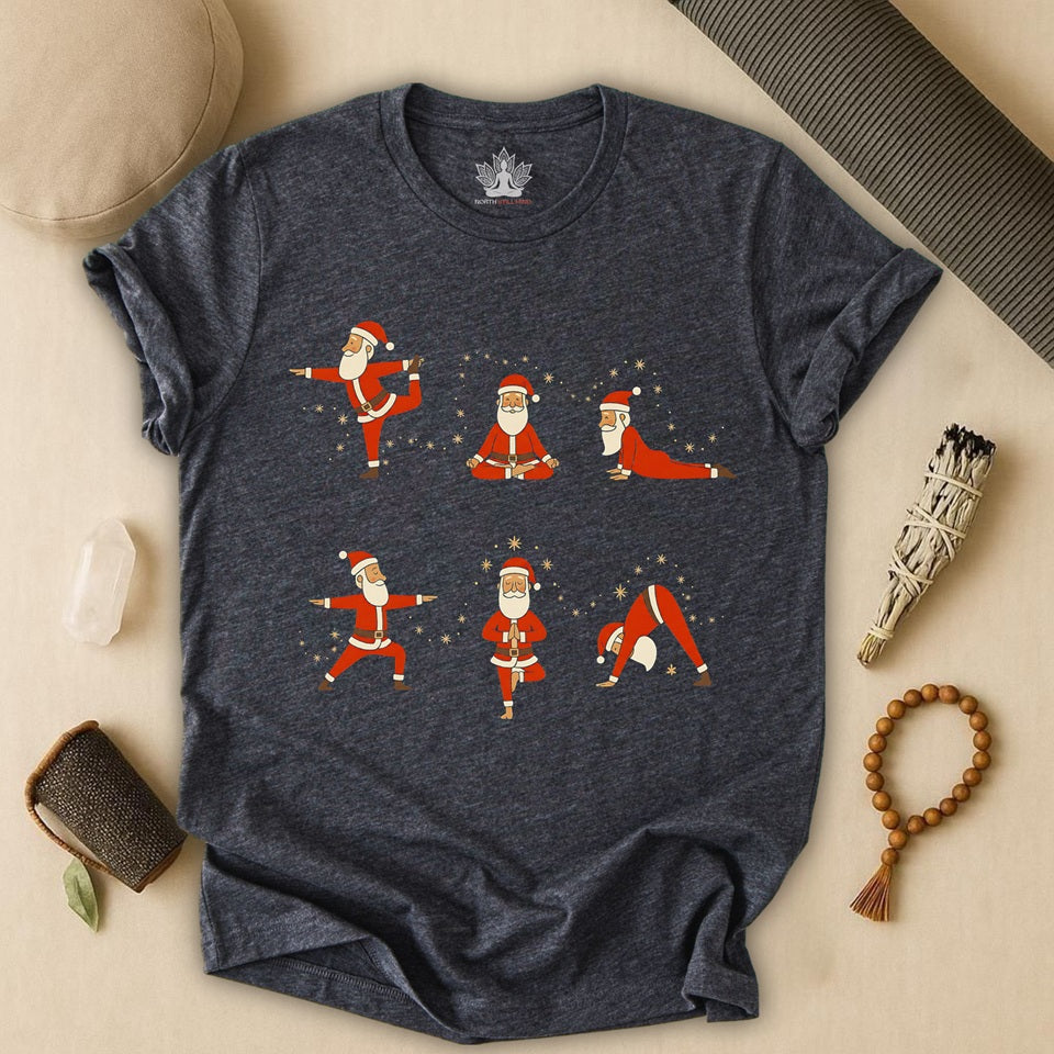 Santa Yoga Poses - Mindful Christmas Holiday Tee