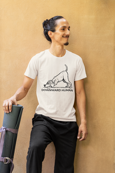 Downward Human – Funny Yoga Dog Vintage Tee