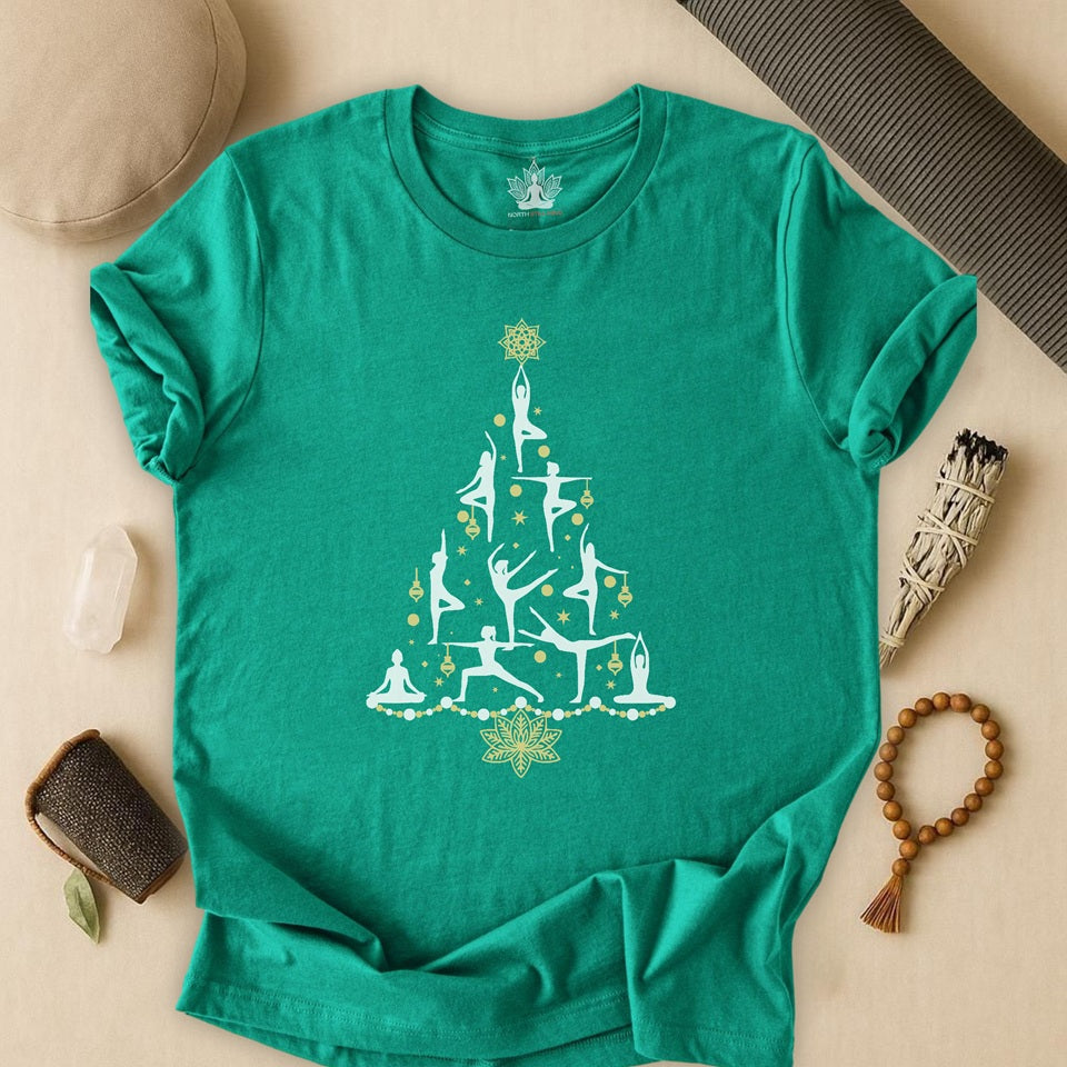 Yoga Poses Christmas Tree – Mindful Holiday Tee