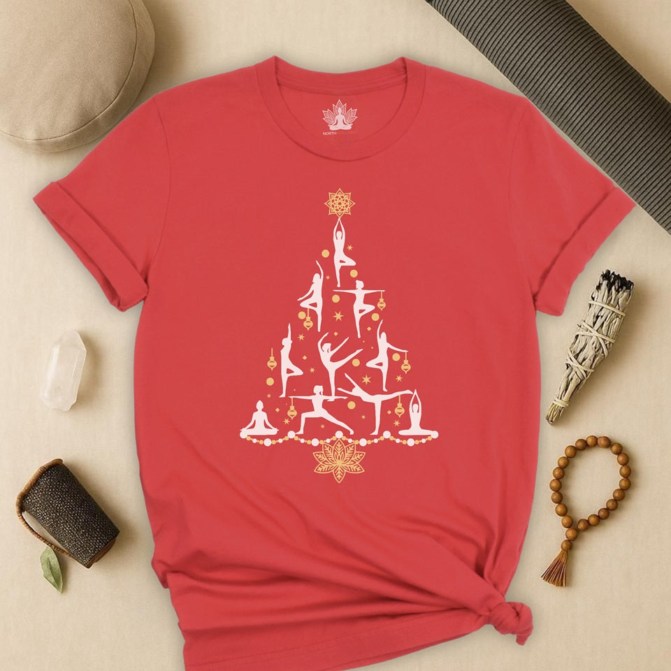 Yoga Poses Christmas Tree – Mindful Holiday Tee