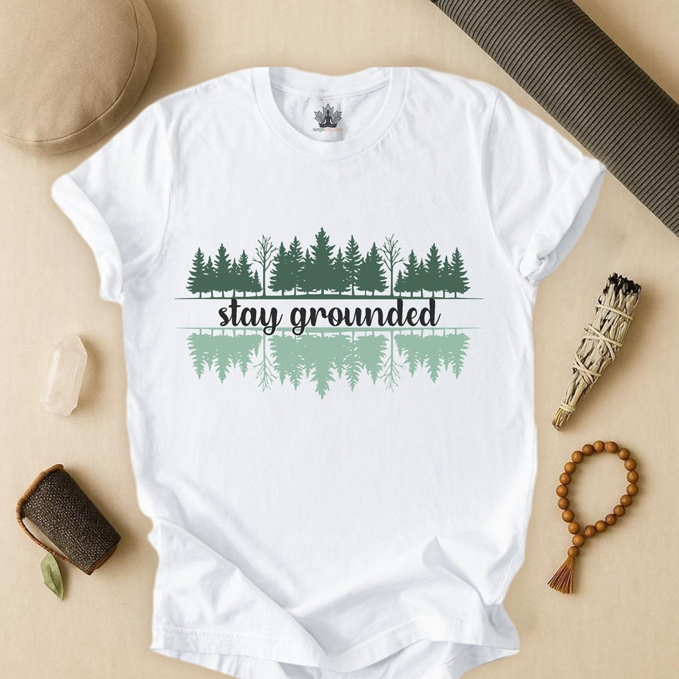 Stay Grounded – Mindful Forest Reflection Tee