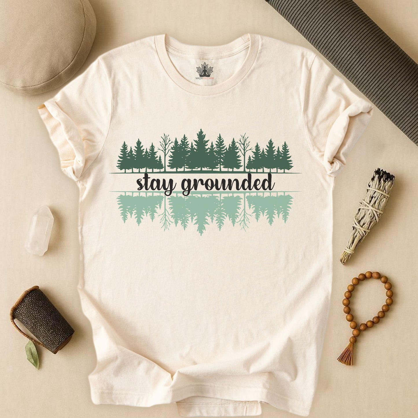 Stay Grounded – Mindful Forest Reflection Tee