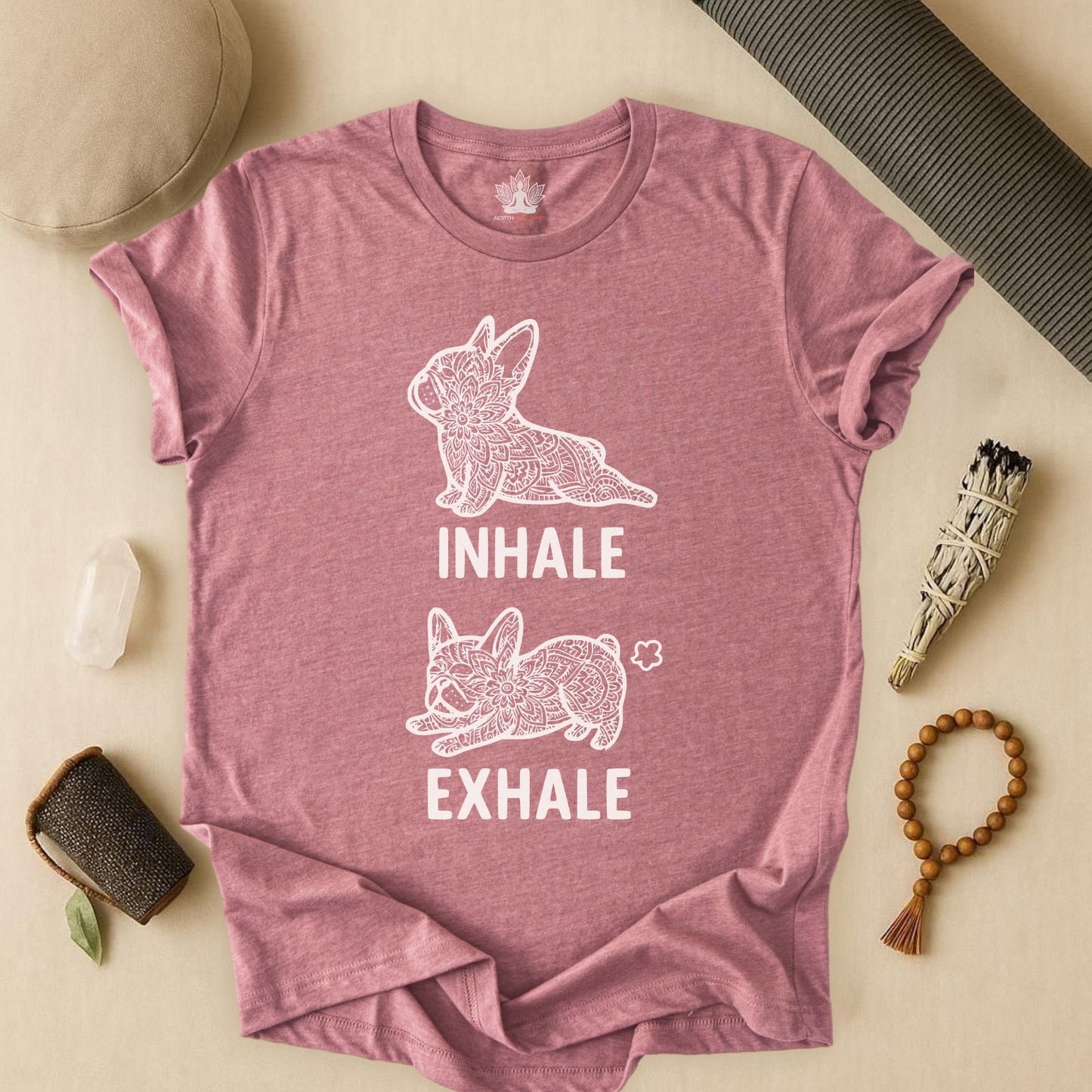 Frenchie Inhale Exhale – Funny Mandala Dog Tee