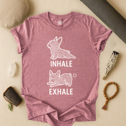 Frenchie Inhale Exhale – Funny Mandala Dog Tee
