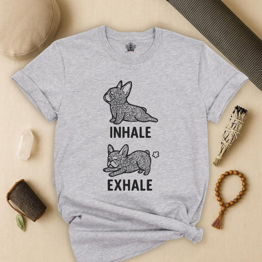Frenchie Inhale Exhale – Funny Mandala Dog Tee