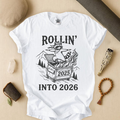 Rolling Into 2026 – Yoga Warrior Raccoon Tee