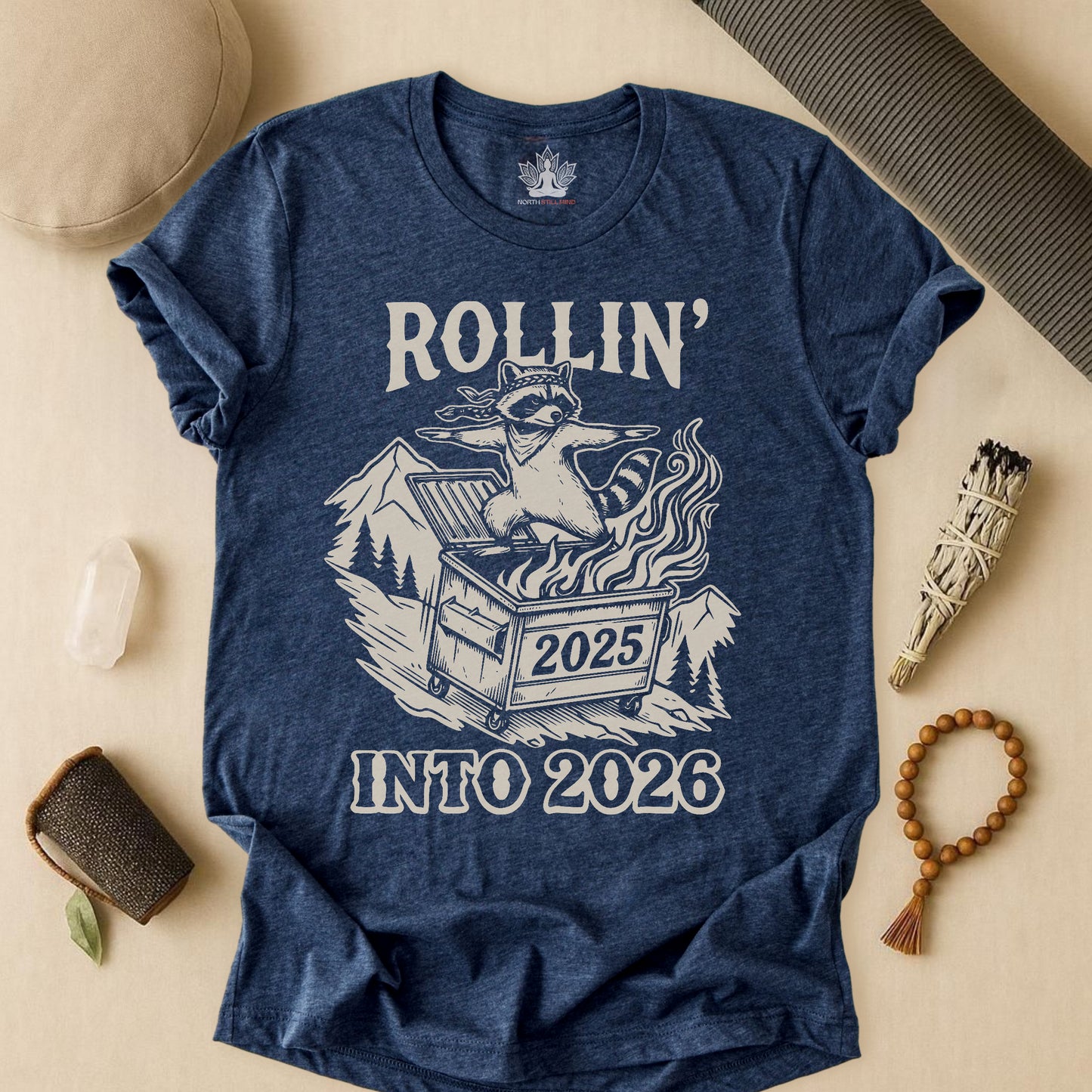 Rolling Into 2026 – Yoga Warrior Raccoon Tee