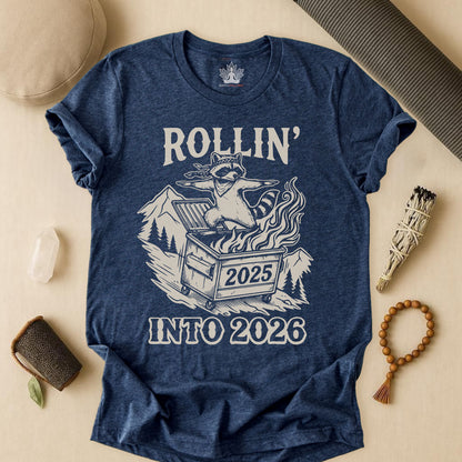 Rolling Into 2026 – Yoga Warrior Raccoon Tee