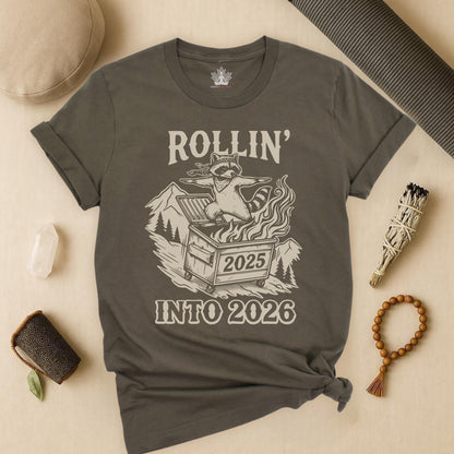 Rolling Into 2026 – Yoga Warrior Raccoon Tee