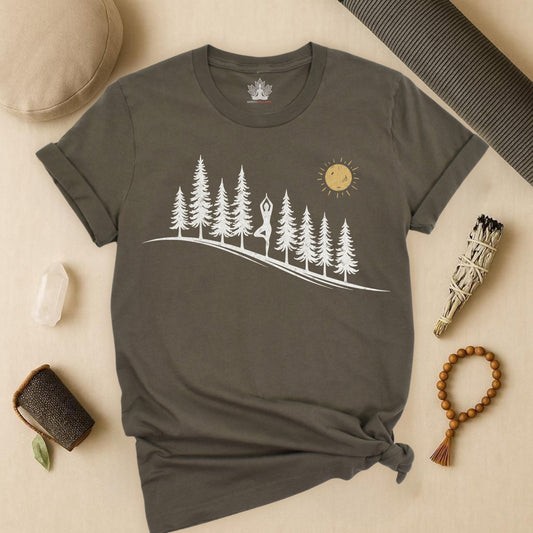 Forest Tree Pose Yoga – Balance in Nature Tee