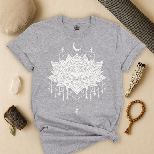 Vintage Moon Lotus Heart - Mandala Yoga Tee
