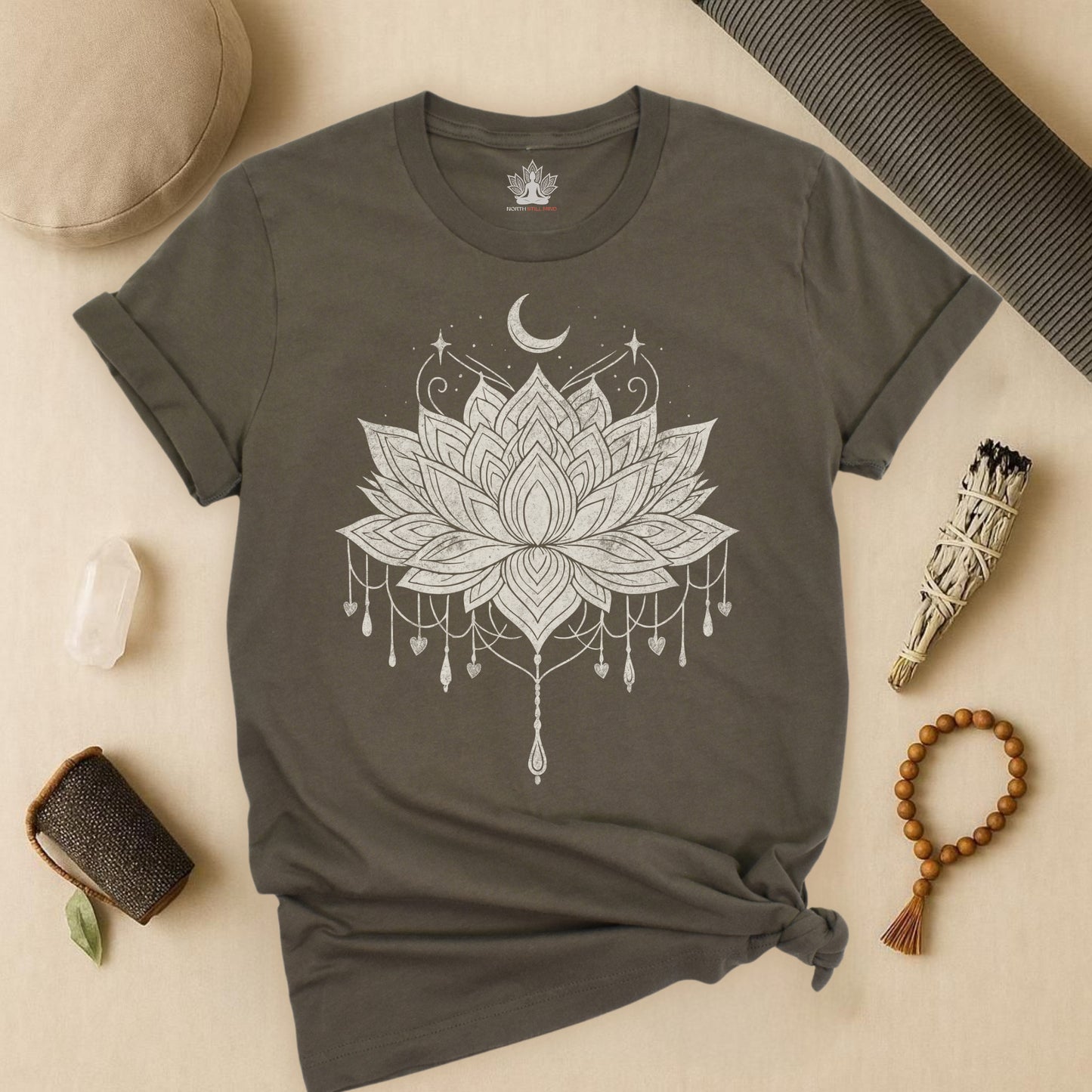 Vintage Moon Lotus Heart - Mandala Yoga Tee