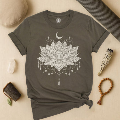Vintage Moon Lotus Heart - Mandala Yoga Tee