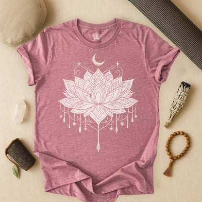 Vintage Moon Lotus Heart - Mandala Yoga Tee