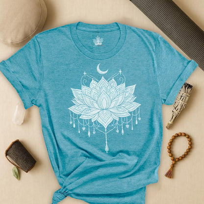 Vintage Moon Lotus Heart - Mandala Yoga Tee