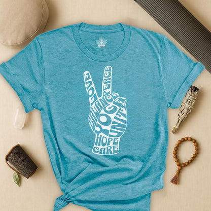 Peace Hand – Retro Word Art Tee