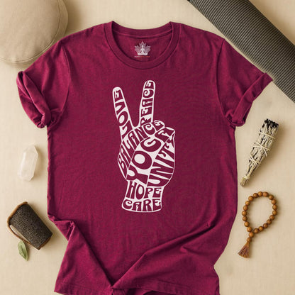 Peace Hand – Retro Word Art Tee