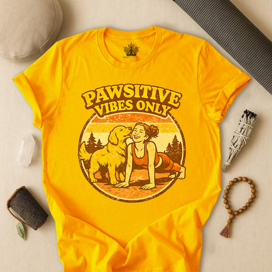 Retro Yogini & Happy Golden Retriever Tee