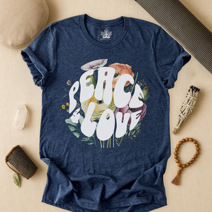 Peace & Love – Retro Boho Floral Tee