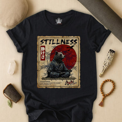 Zen Bear Stillness – Japanese Meditation Art Tee