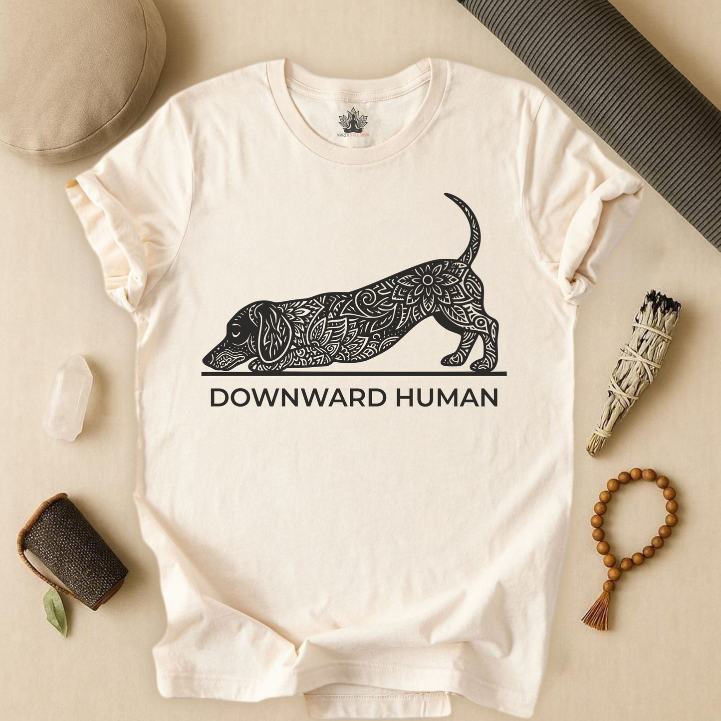 Downward Human Dachshund – Mandala Sausage Dog Tee