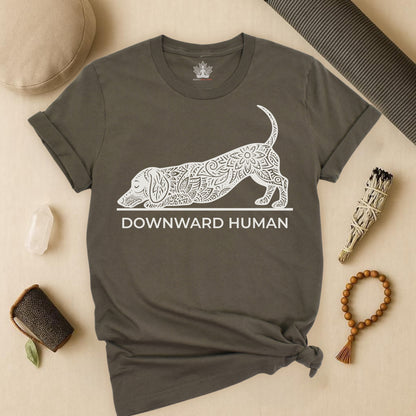 Downward Human Dachshund – Mandala Sausage Dog Tee