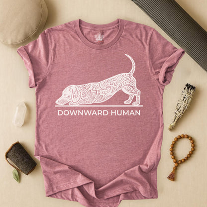 Downward Human Dachshund – Mandala Sausage Dog Tee