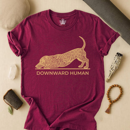 Downward Human Dachshund – Mandala Sausage Dog Tee