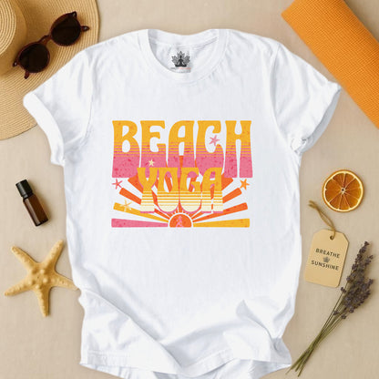 Beach Sunrise – Retro Yoga Summer Tee