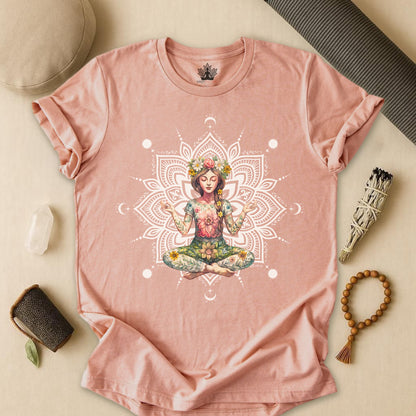 Boho Méditation Fleurie – Posture du Lotus Botanique