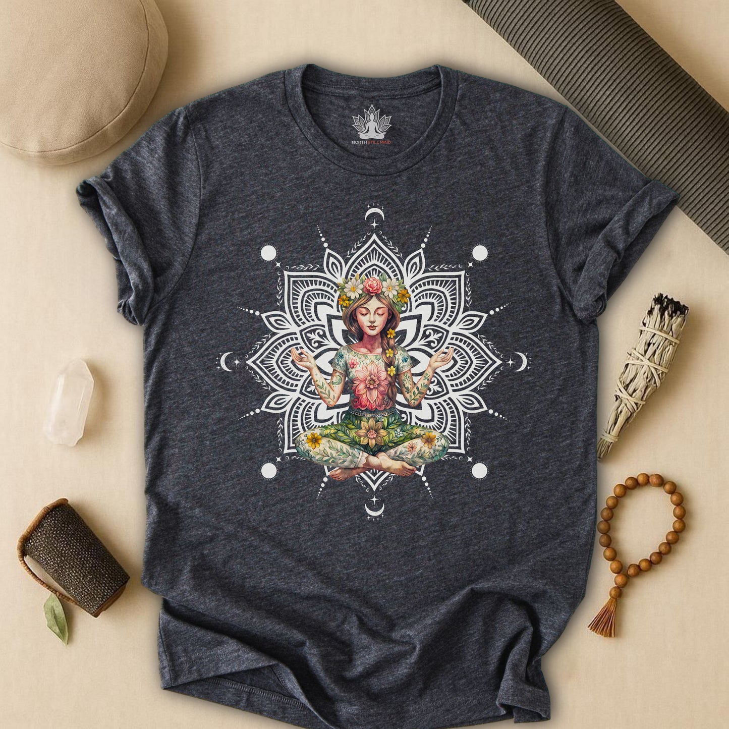 Boho Méditation Fleurie – Posture du Lotus Botanique