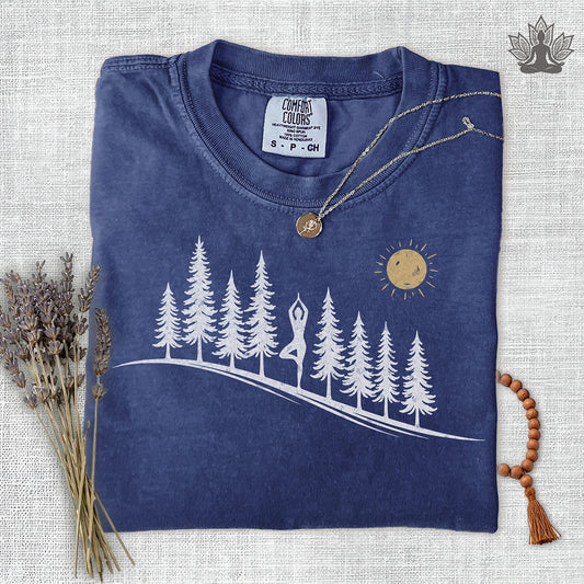 Forest Tree Pose Comfort Colors Tee