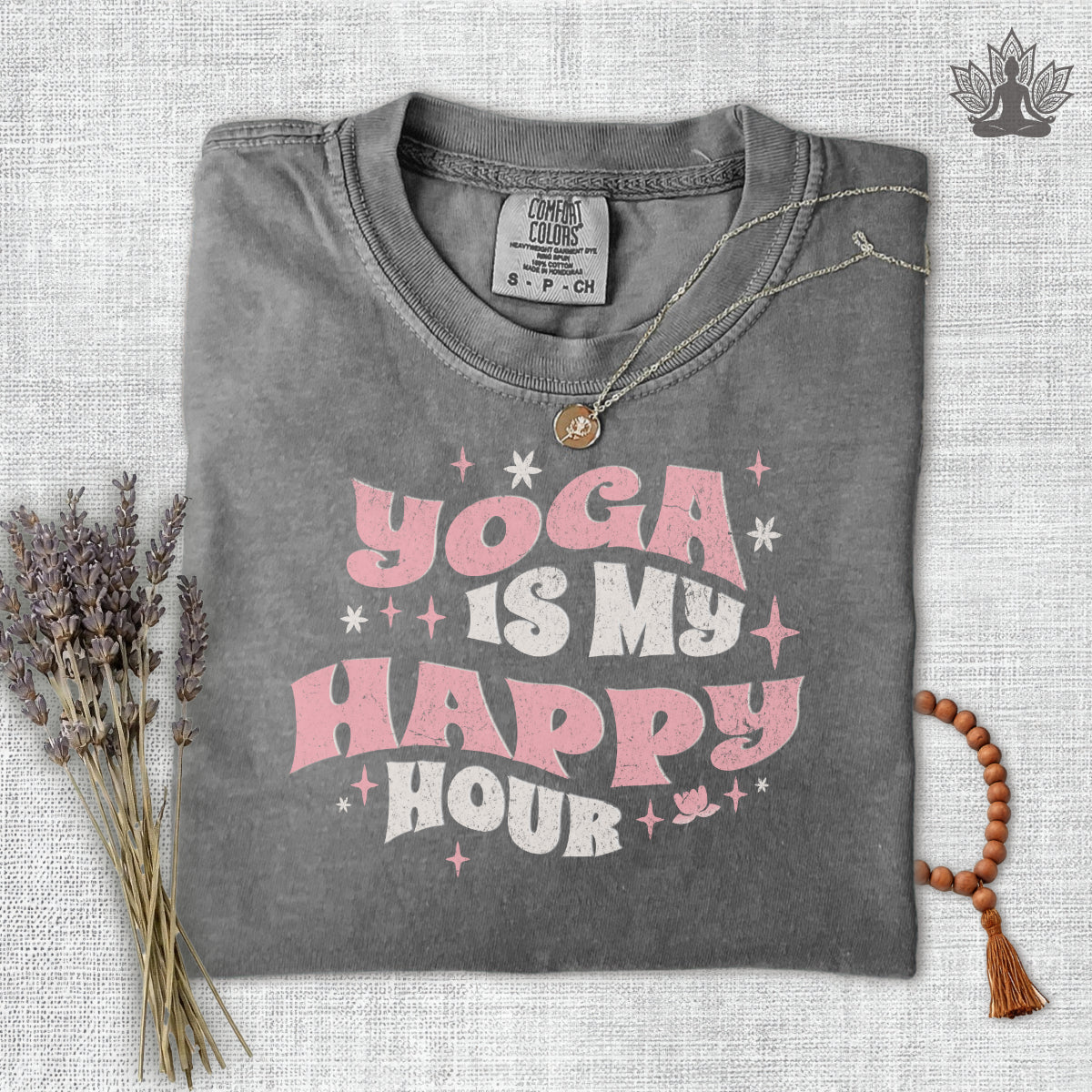 Yoga Is My Happy Hour Comfort Colors Tee