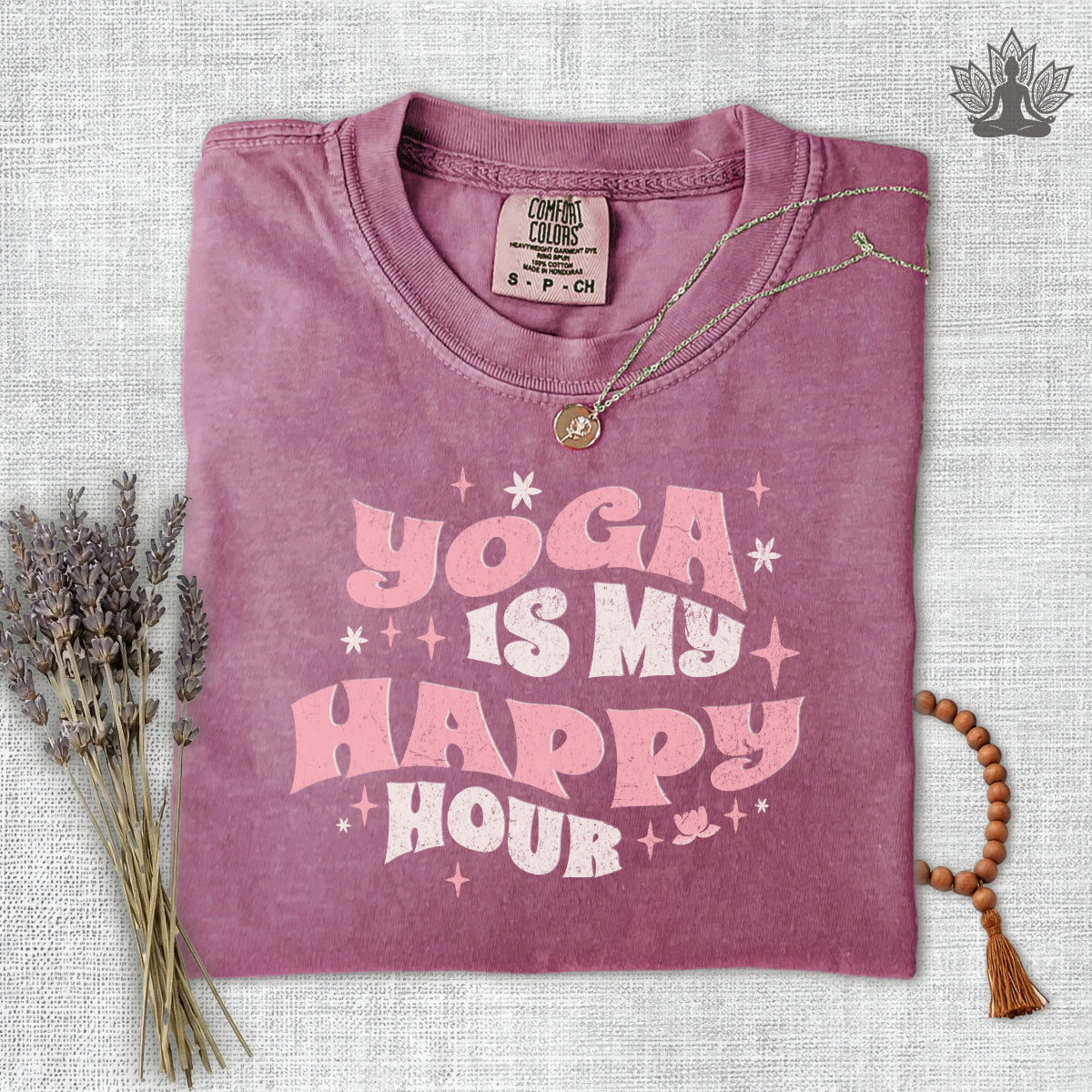Yoga Is My Happy Hour Comfort Colors Tee
